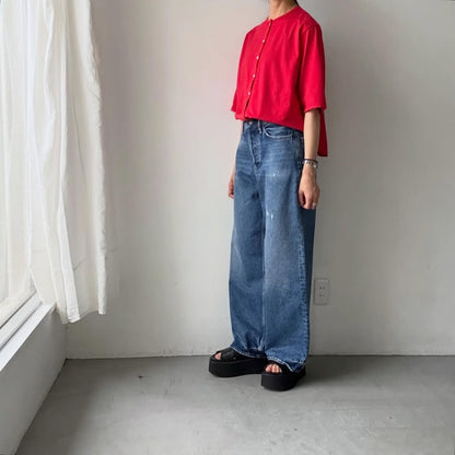 homspun  天竺5分袖カーディガン
レッド