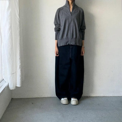 homspun ソフトコットンジップアップカーディガン　チャコールグレー