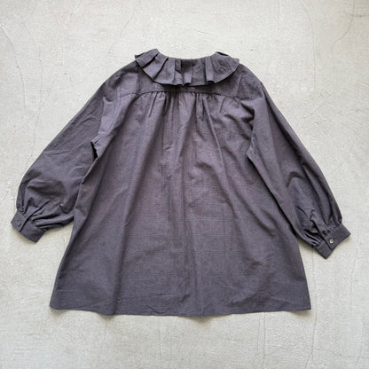 🔵金曜日入荷分予約受付中🔵Linenya  ラッフルシャツ　ブラウンチェック