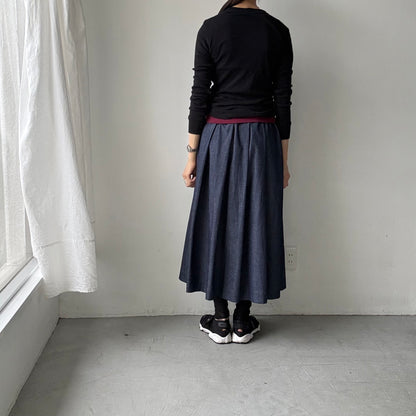 Linenya  デニムタックスカート　82センチ丈