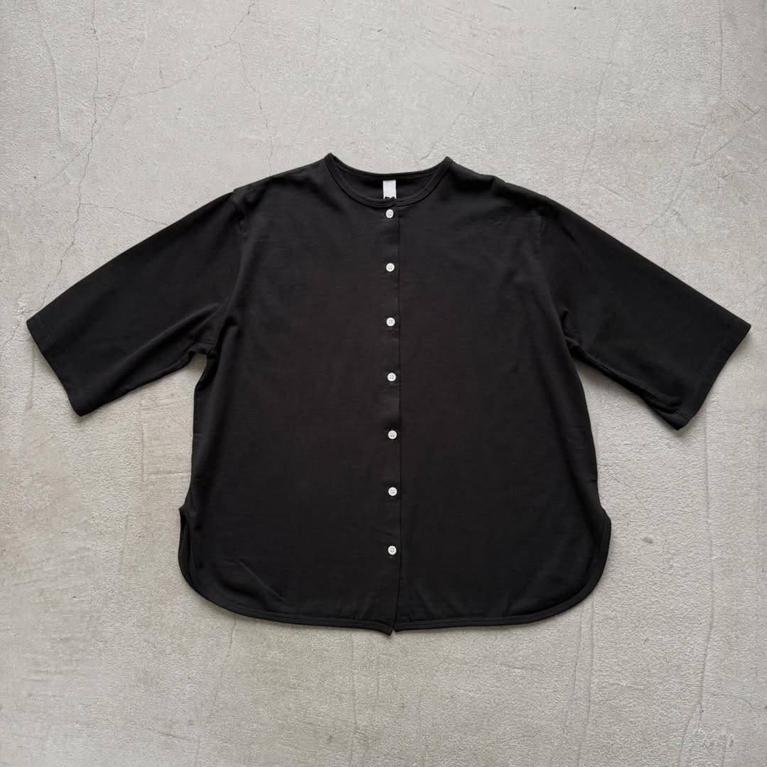 homspun  天竺5分袖カーディガン
ブラック