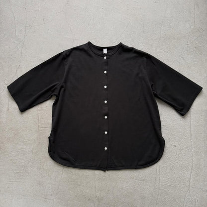 homspun  天竺5分袖カーディガン
ブラック