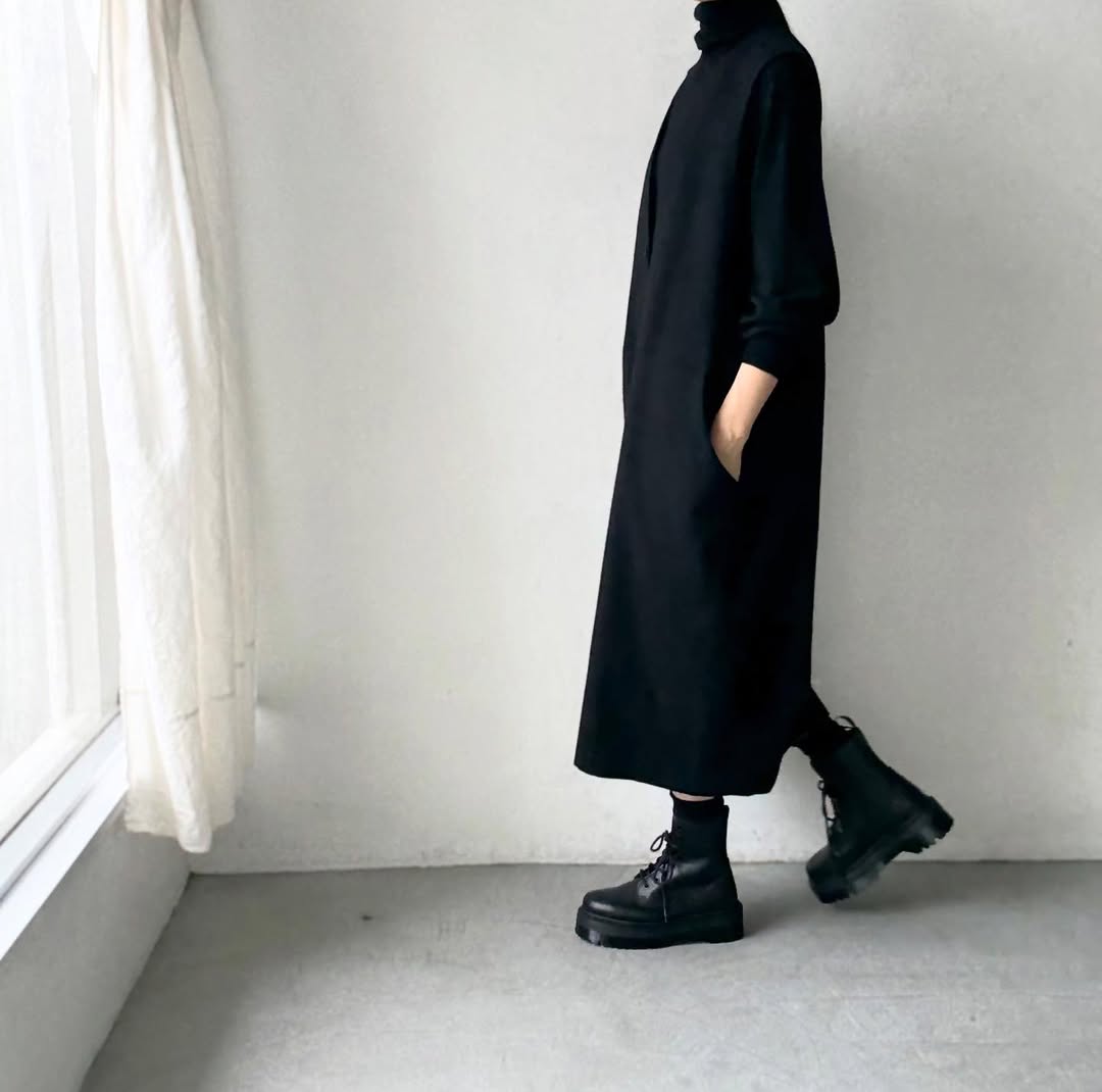 atelier naruse コットンウールヘリンボンジャンパースカート