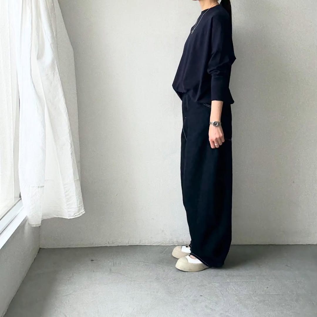 as it is   コットンオーバーニット　ネイビー
