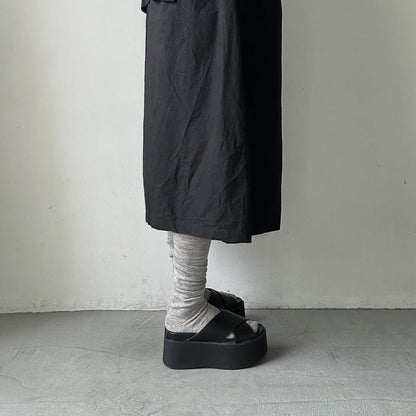 atelier naruse  リネン天竺ハイソックス　ミドルグレー