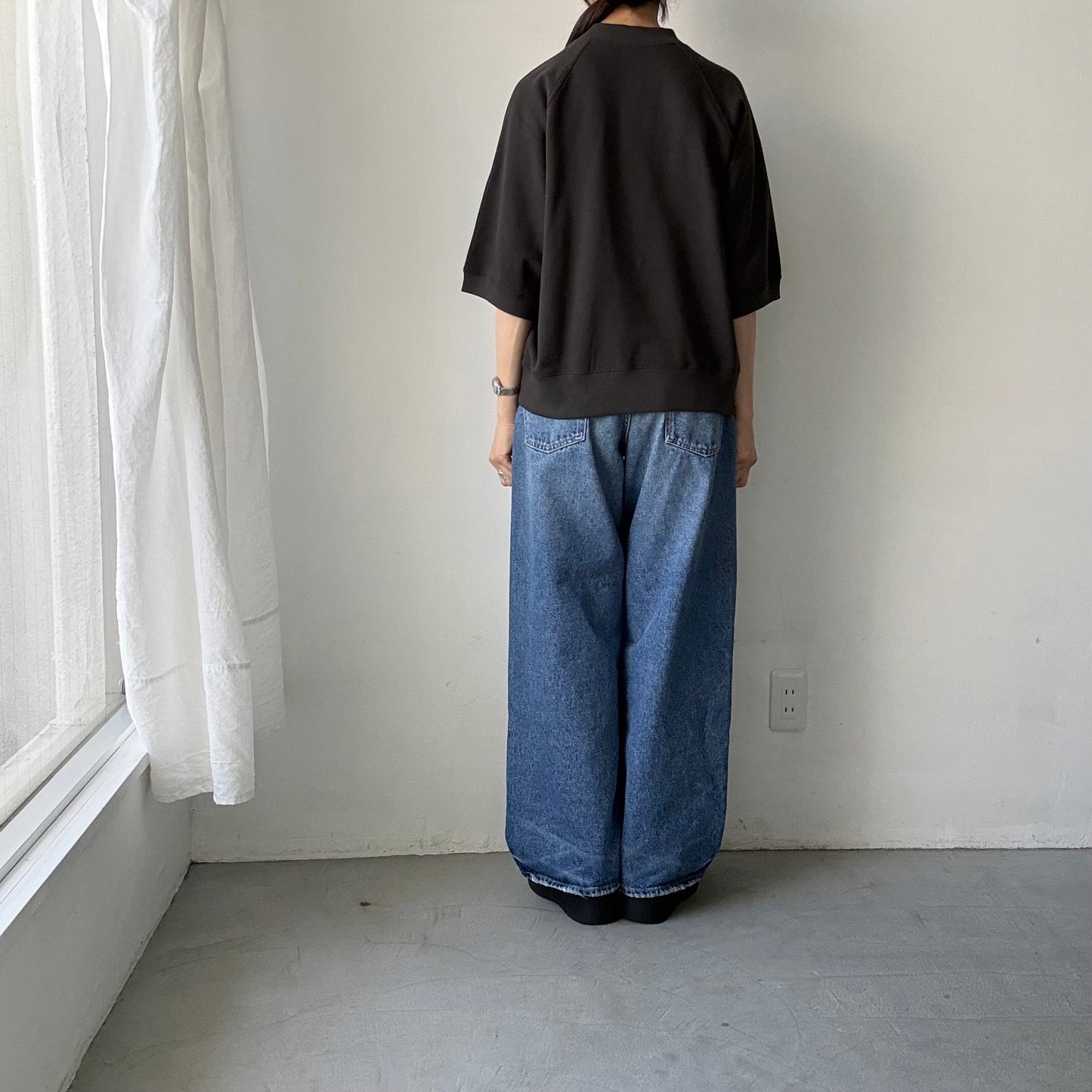 atelier naruse  コットン半袖スウェットシャツ　スミクロ