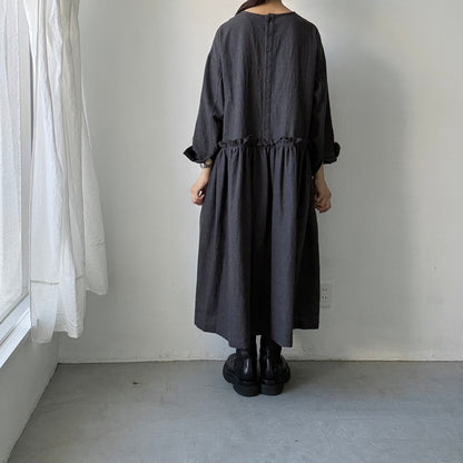 atelier naruse  ウールコットン千鳥チェックカットオフワンピース