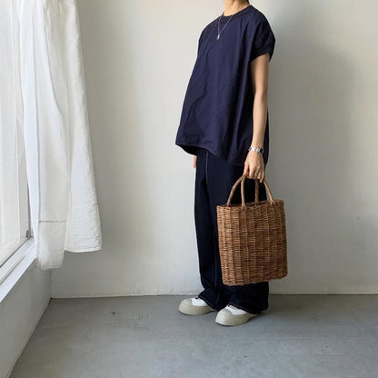 homspun コンパクトウェザーノースリーブ(オーバーサイズ)  ネイビー