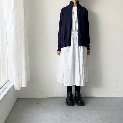 homspun ソフトコットンジップアップカーディガン　ネイビー