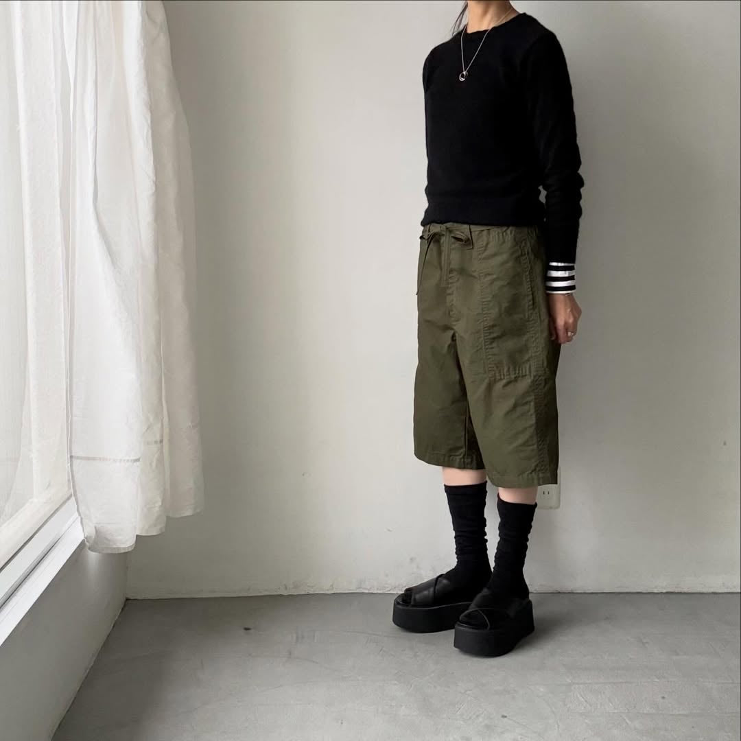 homspun  リップストップハーフパンツ　オリーブ