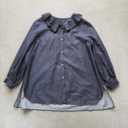 🔵金曜日入荷分予約受付中🔵Linenya  ラッフルシャツ　デニム
