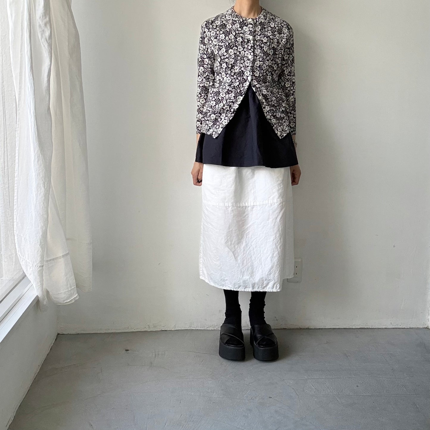 homspun  ワッフルノースリーブプルオーバー　ネイビー×ネイビー