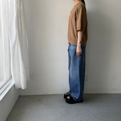 atelier naruse  コットン半袖スウェットシャツ　キャメル