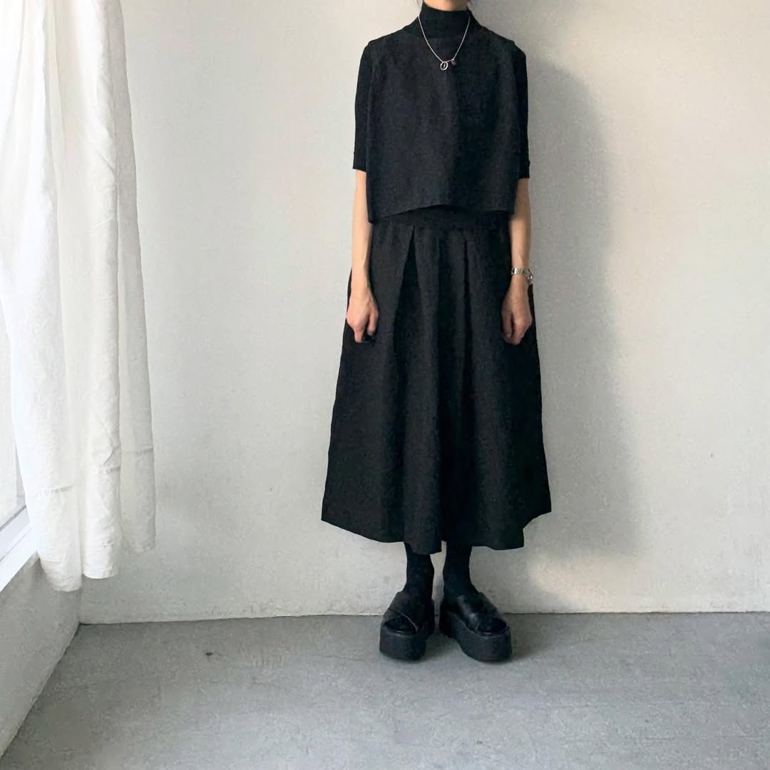 Linenya  リネンタックスカート　ブラック