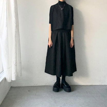 Linenya  リネンタックスカート　ブラック