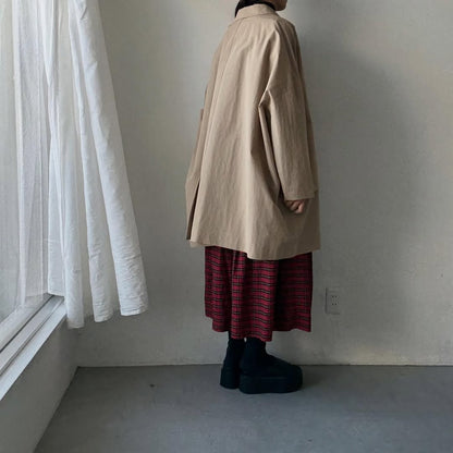 atelier naruse コットンナイロンタフタフーデットコート　ベージュ