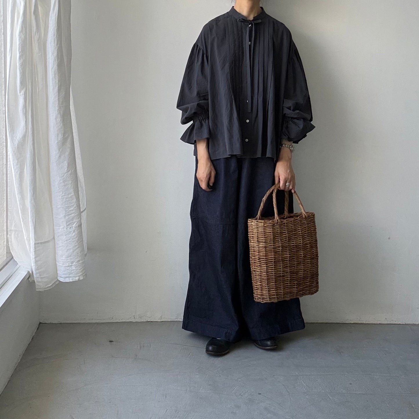 MAGALI  天日干しコットンボウタイブラウス
