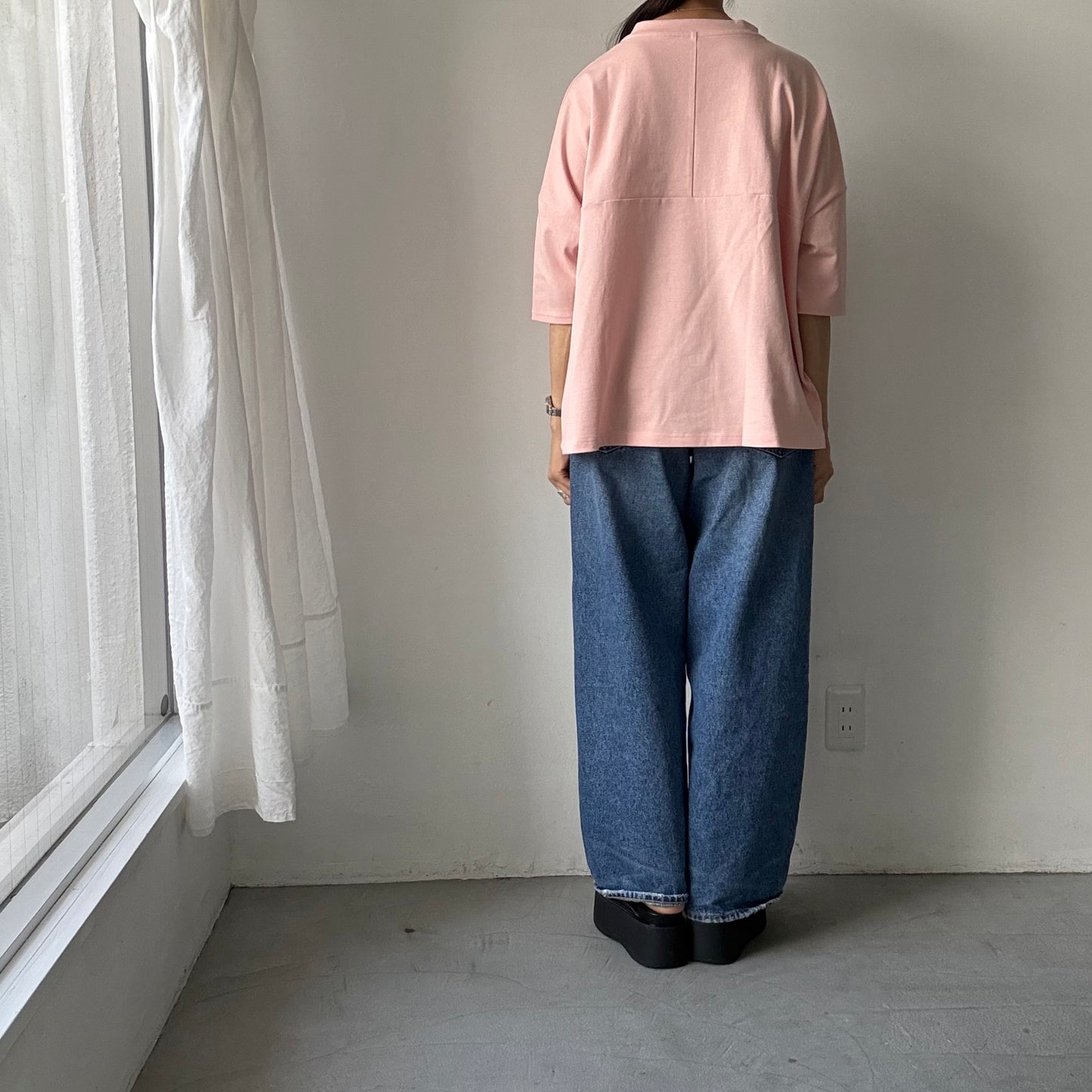 🟡水曜日入荷分予約受付中🟡 
Linenya  テラヴェ7分袖Tシャツ　ペールピンク