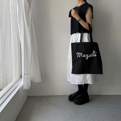 MAGALI   キャンバスコットンリネントートバッグ　ブラック