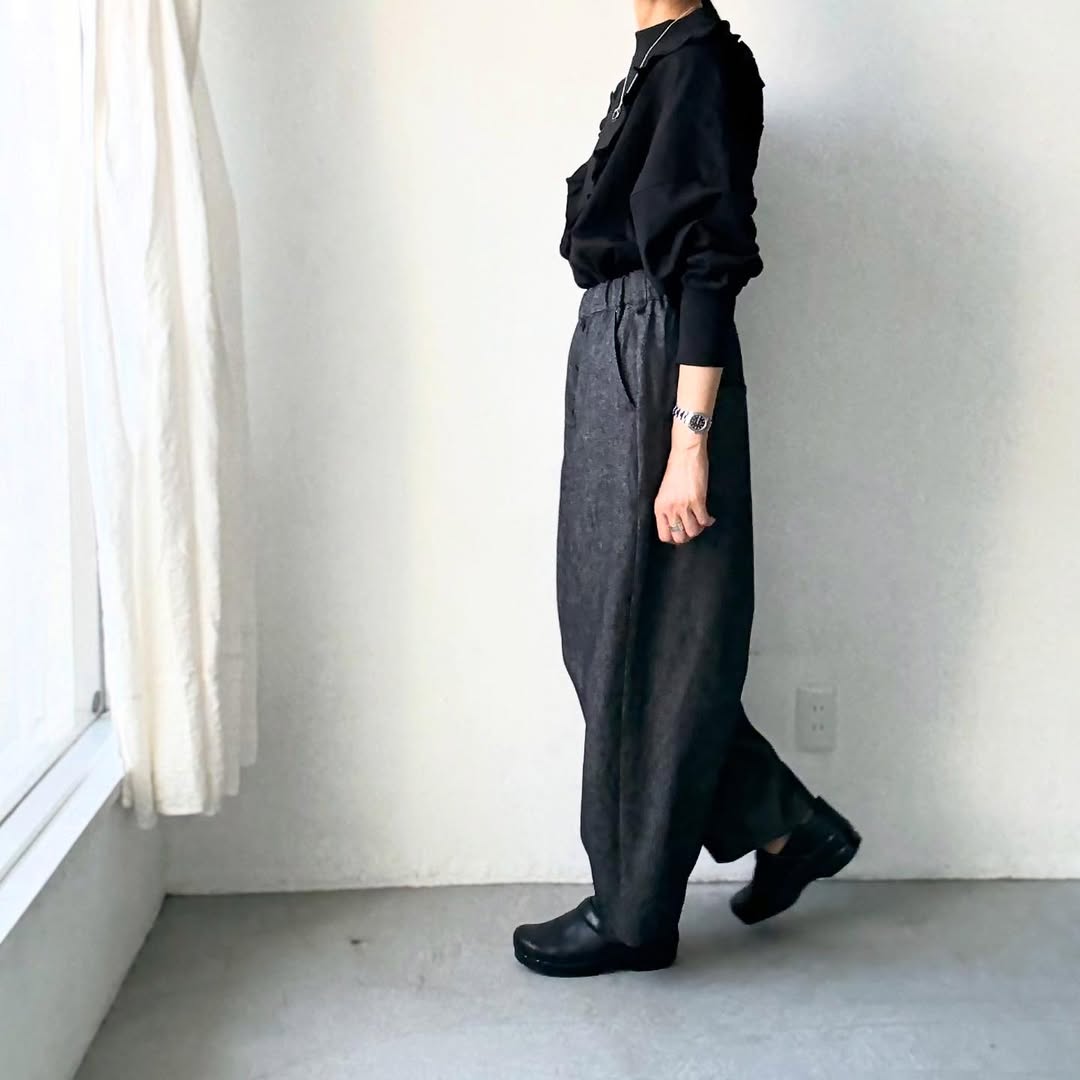 MAGALI コットンリネンデニムマリンパンツ