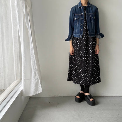 cion  コットン水玉ショルダーリボンワンピース