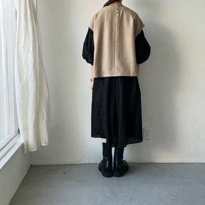 Linenya  ウール混ベスト　ベージュ