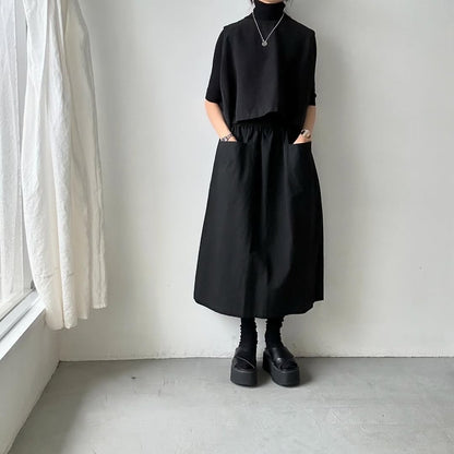 atelier naruse  ダウンプルーフコットンカットインポケットスカート　ブラック