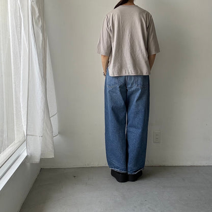 homspun 天竺5分袖カーディガン　ライトグレー