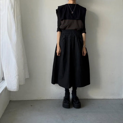 homspun  天竺ボーダーノースリーブプルオーバー　グリーン×ブラウン