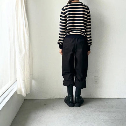 atelier naruse ウールコットンボーダーニット　ネイビー×ブラック