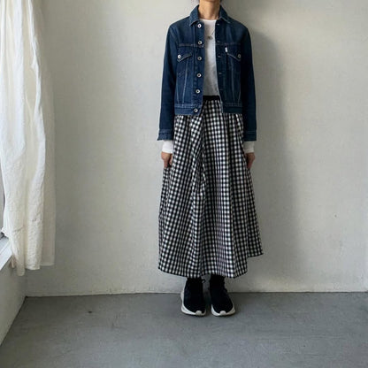 ayanoguchiaya　ギンガムチェックタックワイドスカート(blanc別注)