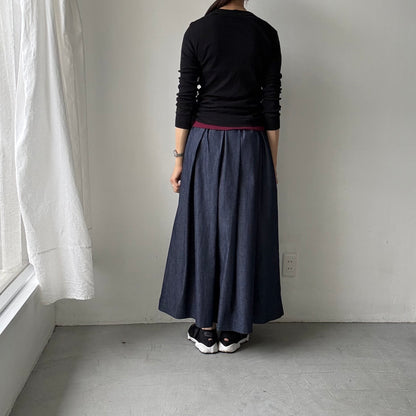 Linenya  デニムタックスカート　90センチ丈