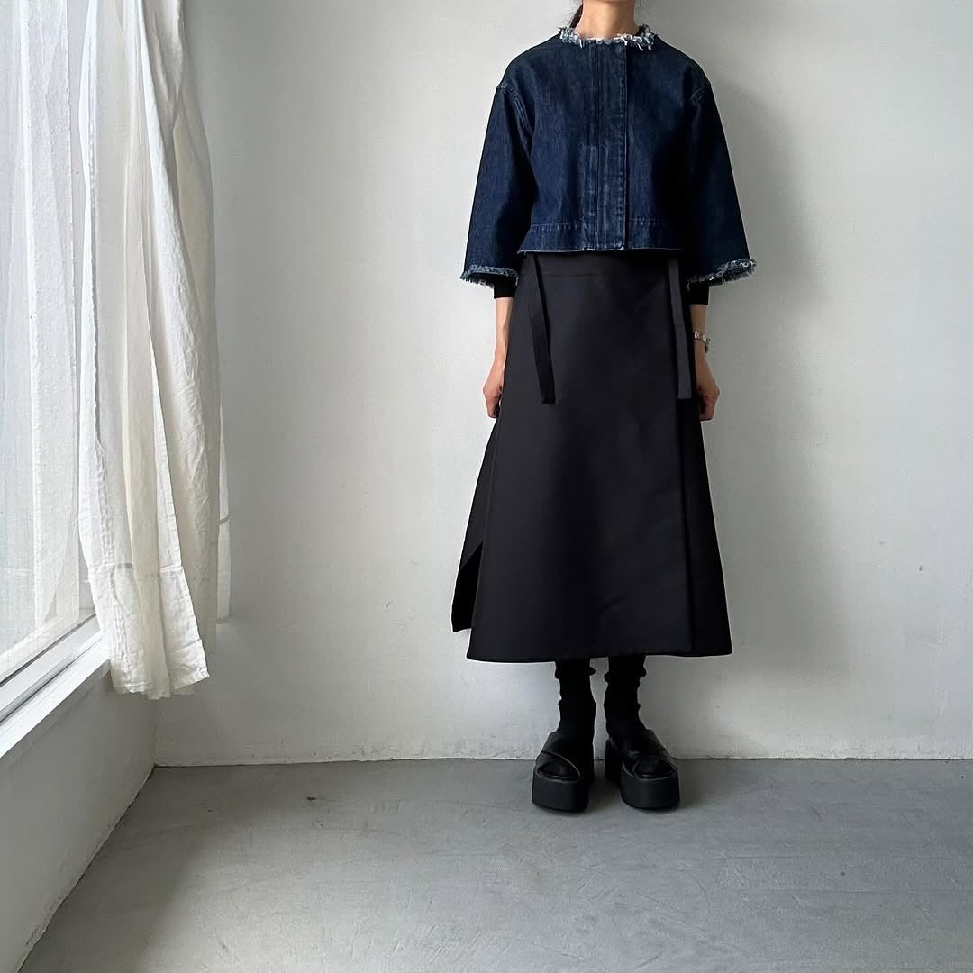 TENNE HANDCRAFTED MODERN ラップスカート　ブラック