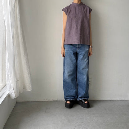 atelier d'antan Pigott コットンリネンノースリーブシャツ