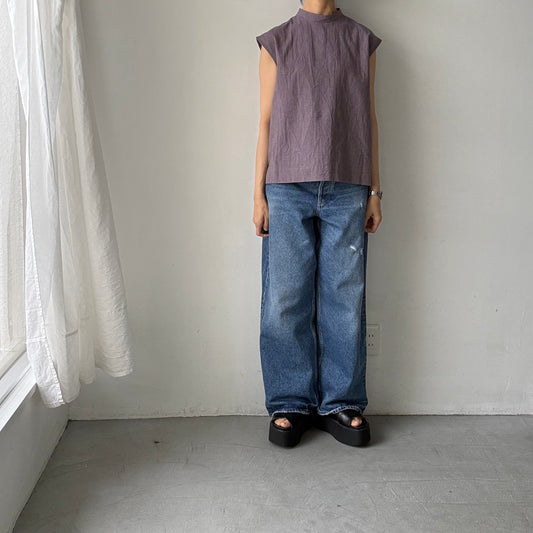 atelier d'antan Pigott コットンリネンノースリーブシャツ