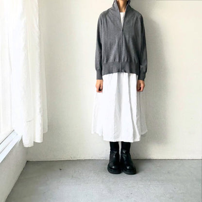 homspun ソフトコットンジップアップカーディガン　チャコールグレー