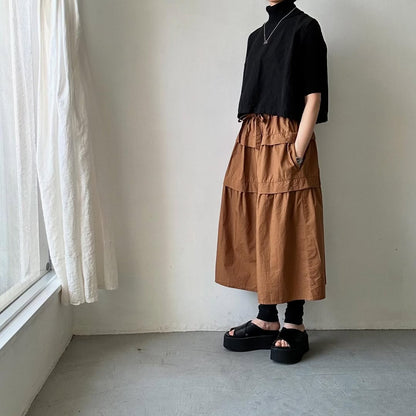 homspun コットンミニチェックティアードスカート