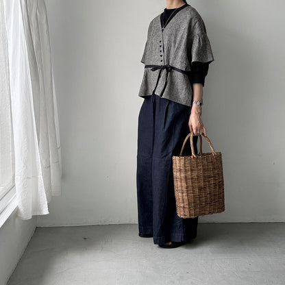 MAGALI  トリプルウォッシュリネンカシュクールジレ　フォグブラック