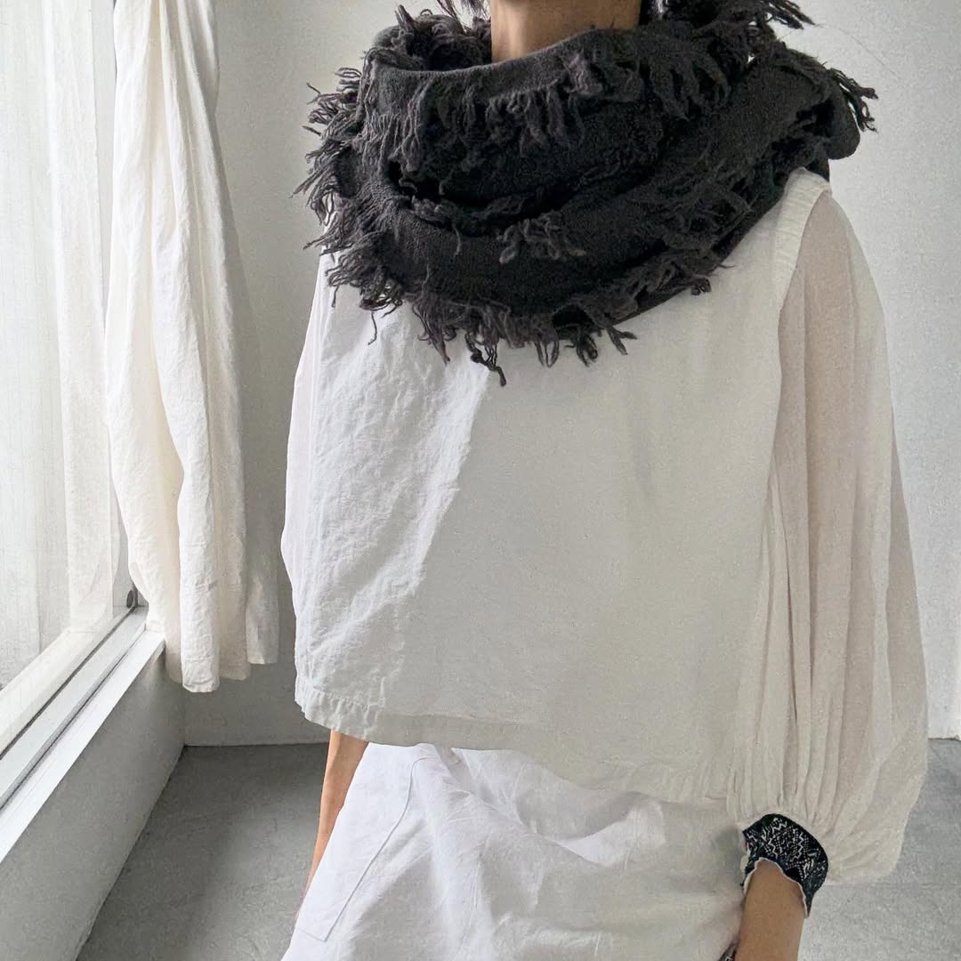 homspun ラムフリンジストール　グレー