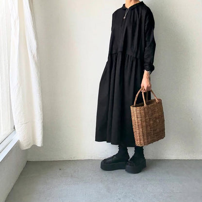 jujudhau コットンツイルプリンプドレス　