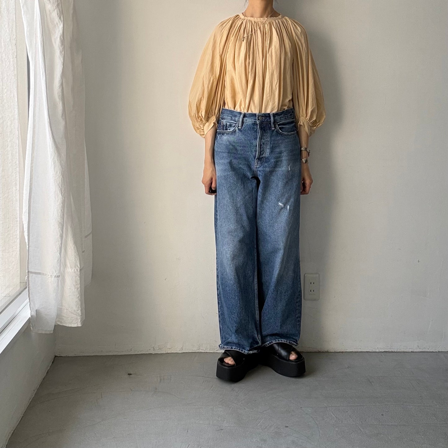 R&D.M.Co ガーメントダイカディギャザースモック　エクリュ