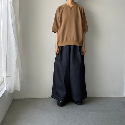 atelier naruse  コットン半袖スウェットシャツ　キャメル