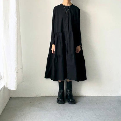jujudhau デッドストックコットンティアードドレス　ブラック