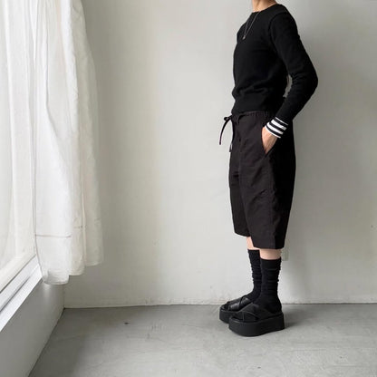 homspun  リップストップハーフパンツ　ブラック