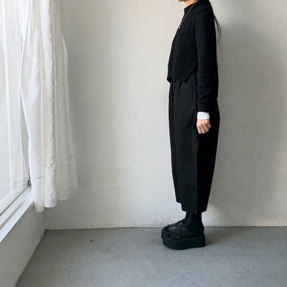 ゴーシュ  オーガニックダックコットンストレートラインパンツ　ブラック