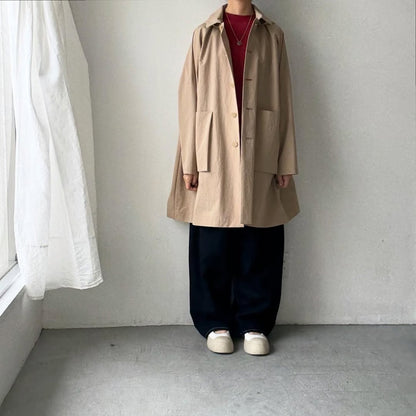 atelier naruse コットンナイロンタフタフーデットコート　ベージュ
