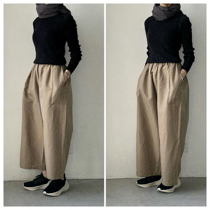 homspun ウールリネンギャザーワイドパンツ　ベージュ
