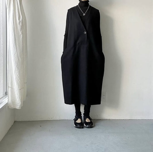 atelier naruse コットンウールヘリンボンジャンパースカート