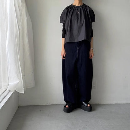 🟡週末入荷分予約受付中🟡cion  コットンシャーリングブラウス　　　ブラック