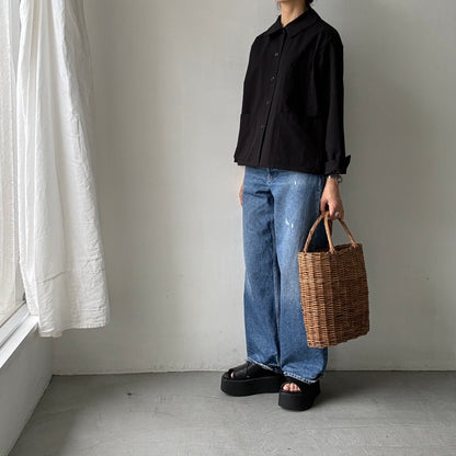 atelier d'antan Kantor コットンジャケット　ブラック
